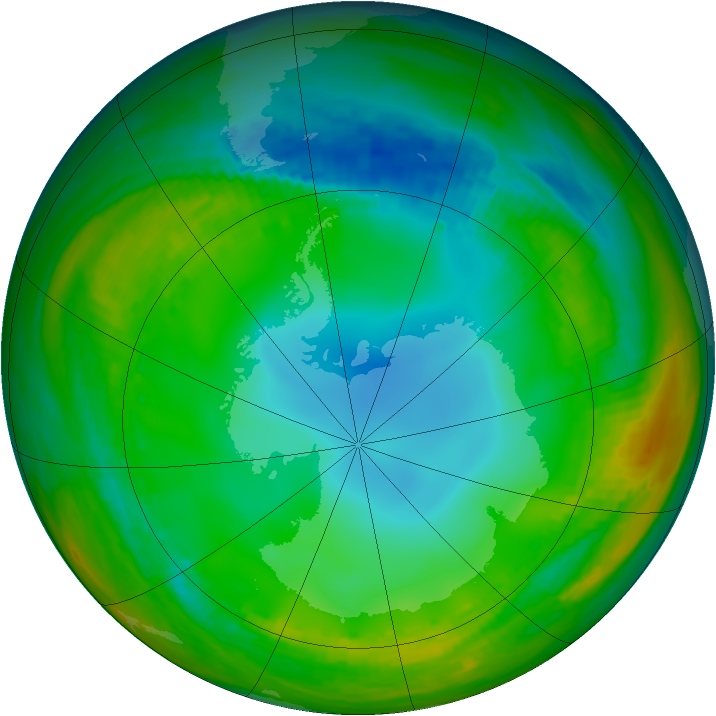 Antarctic ozone map for 17 July 1983